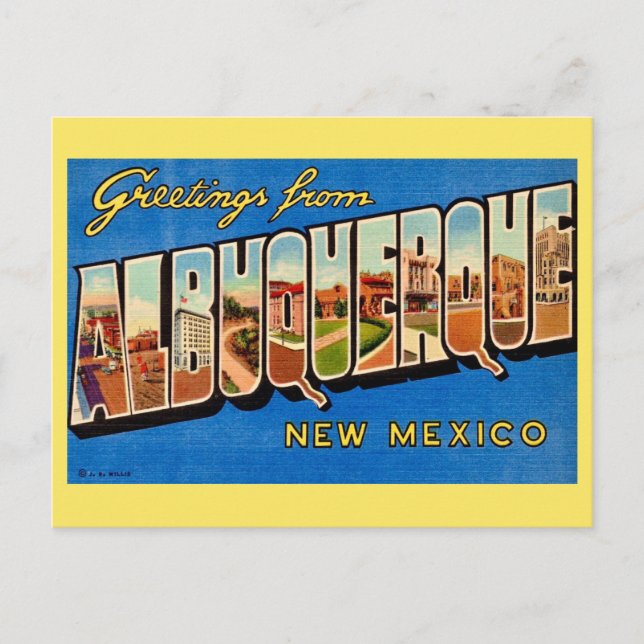 Vintage Albuquerque NM Hälsning Vykort (Framsida)