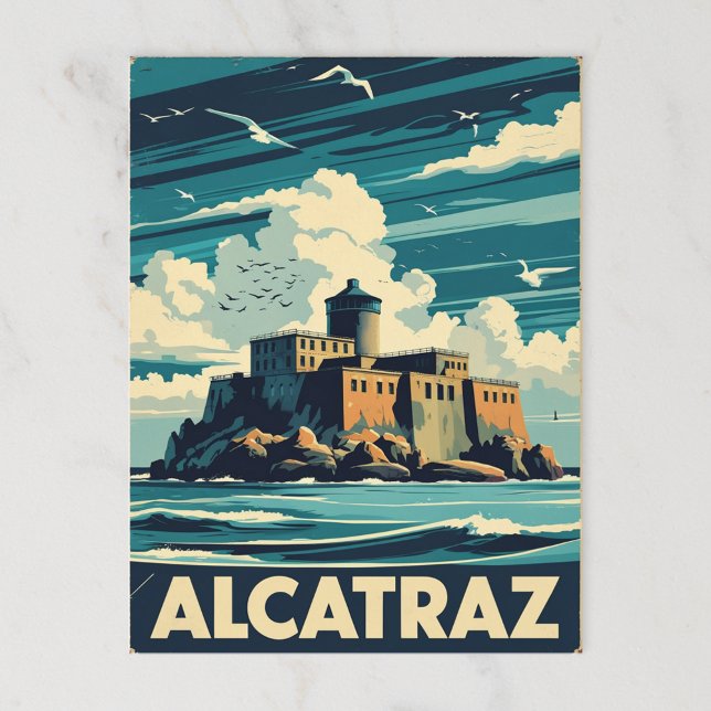 Vintage Alcatraz-fängelset Lighthouse Vykort (Skapare uppladdad)