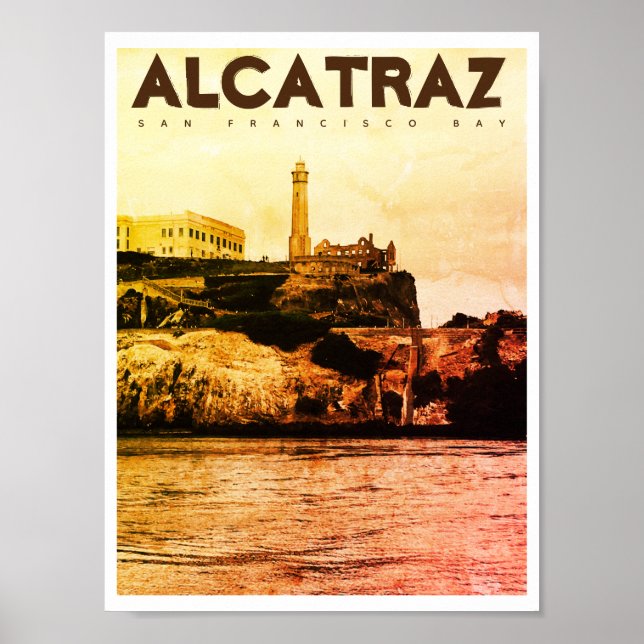 Vintage Alcatraz Island Travel Poster (Framsidan)