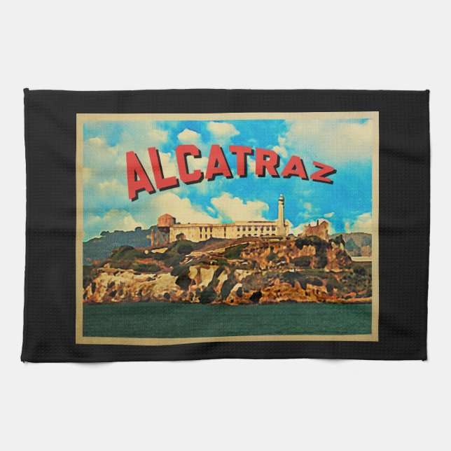 Vintage Alcatraz-ön Kökshandduk (Horisontell)