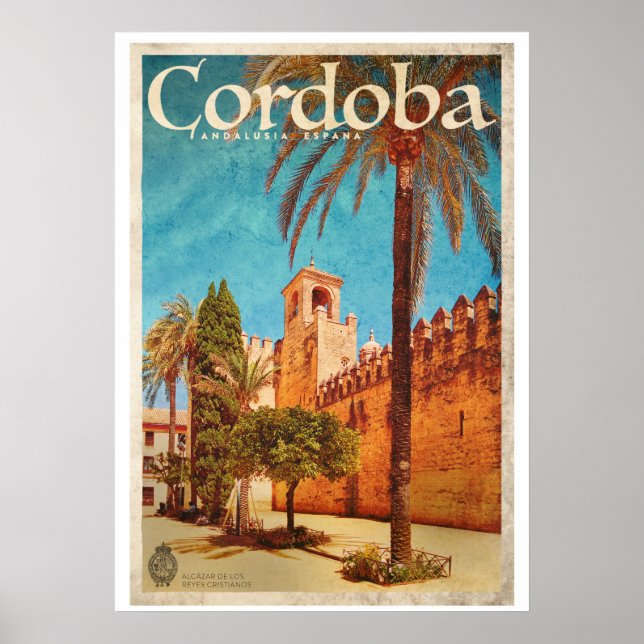 Vintage Alcázar i Sevilla Travel Poster (Framsidan)
