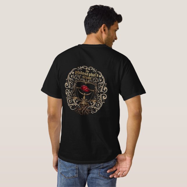 Vintage Alchemist Philosopher's Stone Gothic Graph T Shirt (Hel baksida)