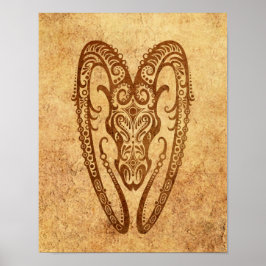 Vintage Åldras Aries Zodiac Poster