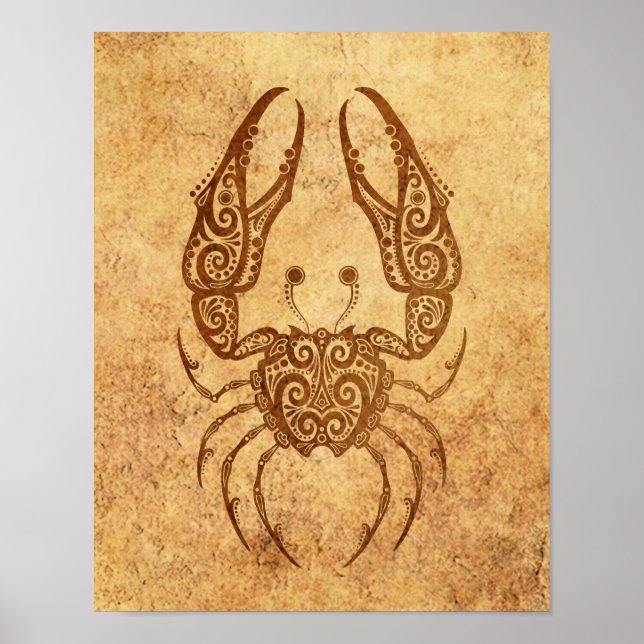 Vintage Åldras Cancer Zodiac Poster (Framsidan)