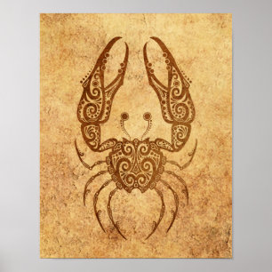 Vintage åldras cancerZodiac Poster