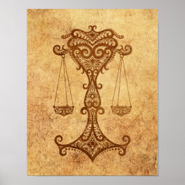 Vintage Åldras Libra Zodiac Poster