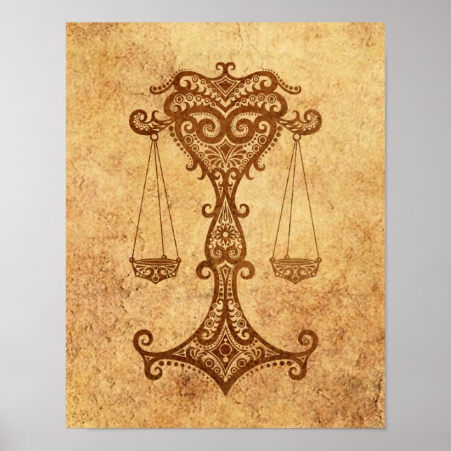 Vintage Åldras Libra Zodiac Poster (Framsidan)