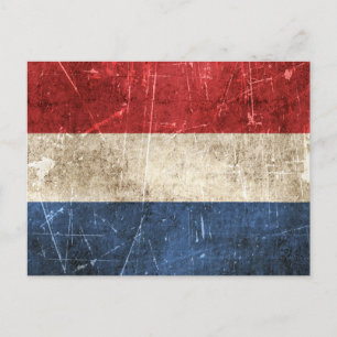Vintage Åldras och sönderdelade Flagga i Nederländ Vykort