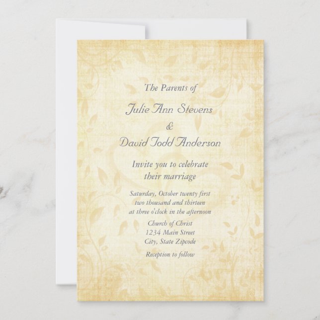 Vintage Åldras Papprare Bröllop Inbjudningar (Framsida)