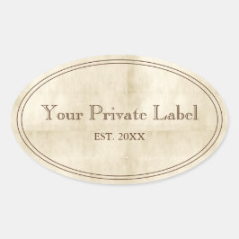 Vintage Åldras Parchting Your Private Label Oval Ovalt Klistermärke