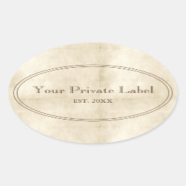 Vintage Åldras Parchting Your Private Label Oval Ovalt Klistermärke