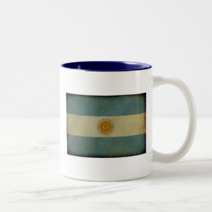 Vintage åldras retro Argentina flagga Två-Tonad Mugg