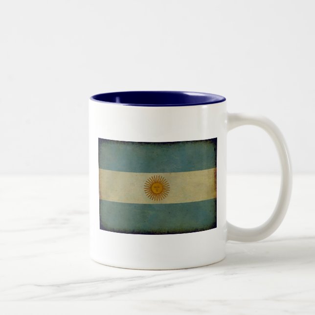 Vintage åldras retro Argentina flagga Två-Tonad Mugg (Höger)