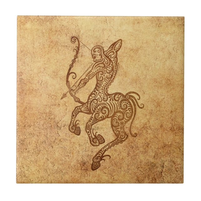 Vintage åldras SagittariusZodiac Kakelplatta (Framsidan)