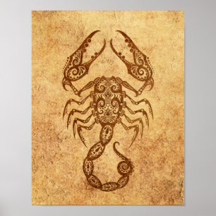 Vintage Åldras Scorpio Zodiac Poster