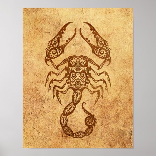 Vintage Åldras Scorpio Zodiac Poster (Framsidan)