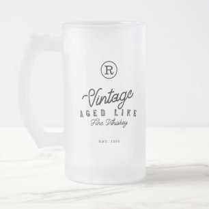 Vintage Åldras som Bra Whiskey Monogram och Est Ye Frostat Ölglas