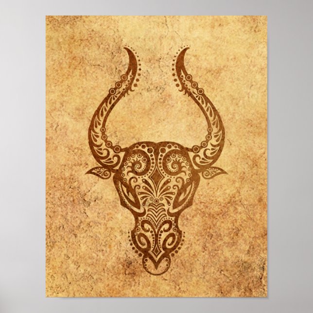 Vintage Åldras Taurus Zodiac Poster (Framsidan)