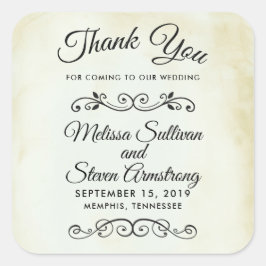 Vintage Åldras Westerna Stil Bröllop Tack Fyrkantigt Klistermärke