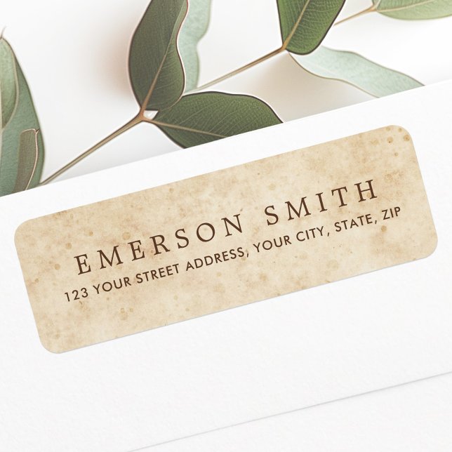 Vintage åldrat pergament elegant returadress etikett (Vintage aged parchment elegant return address label)