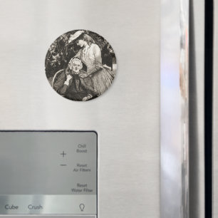 Vintage Äldre Mor och dotter Magnet
