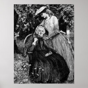 Vintage Äldre Mor Småbarn Poster