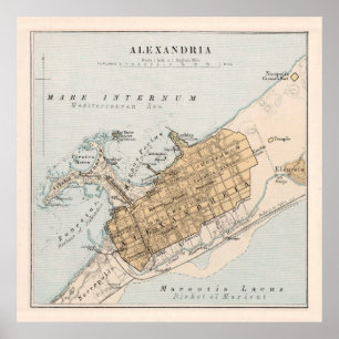 Vintage Alexandria Egypten Karta (1874) Poster