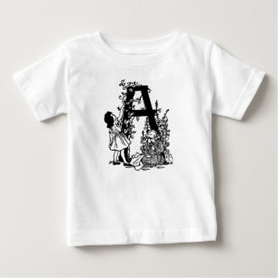 vintage Alfabetet Bokstav A Blommor victorianska f T Shirt