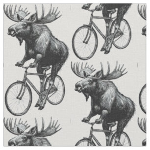 Vintage Älg Cyklist - Rustik Djurfyndighet Tyg