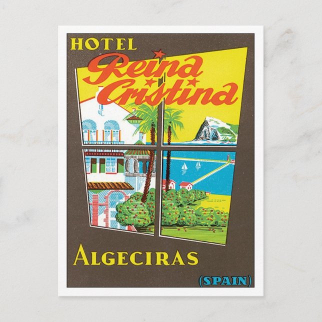 Vintage Algeciras Spain Hotel Vykort (Framsida)