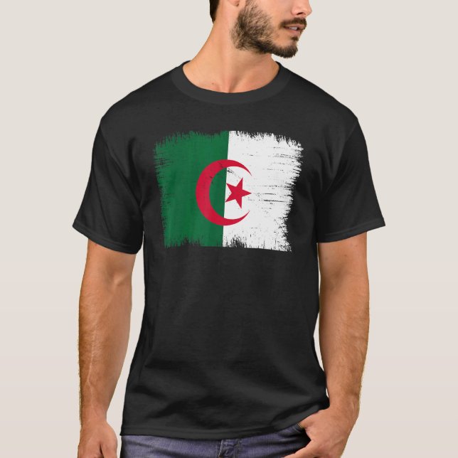 Vintage Algeria Flag Algerian Independence Day T Shirt (Framsida)