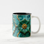 Vintage Algerian Turquoise Ceramic Art Mug Två-Tonad Mugg<br><div class="desc">Exquisite design inspired by the traditional handcrafted ceramics of Constantine,  Algeria. Features a stunning turquoise glaze with golden arabesque floral patterns. A perfect blend of heritage and modern elegance for your home or as a gift.</div>
