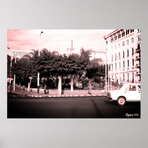 Vintage Algeriet Alger bilar byggnad Poster