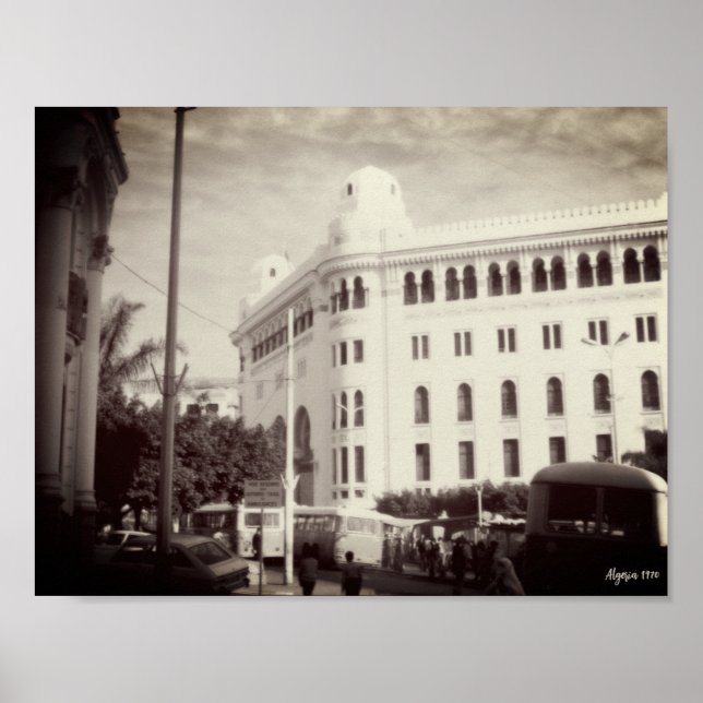 Vintage Algeriet Alger Postkontors byggnad Poster (Framsidan)
