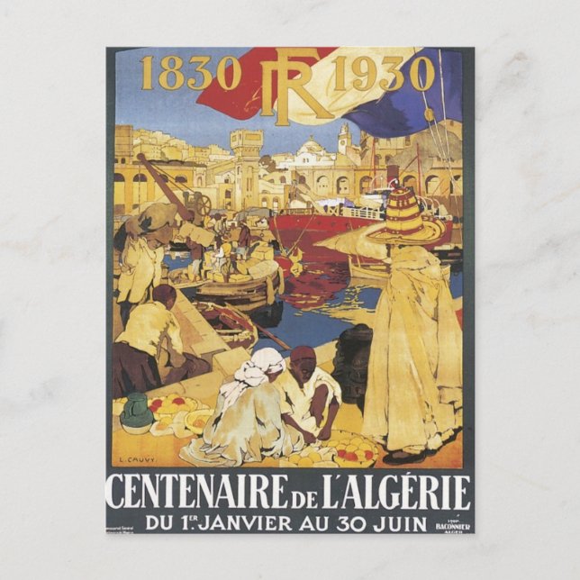 Vintage Algeriet Centenaire Vykort (Framsida)