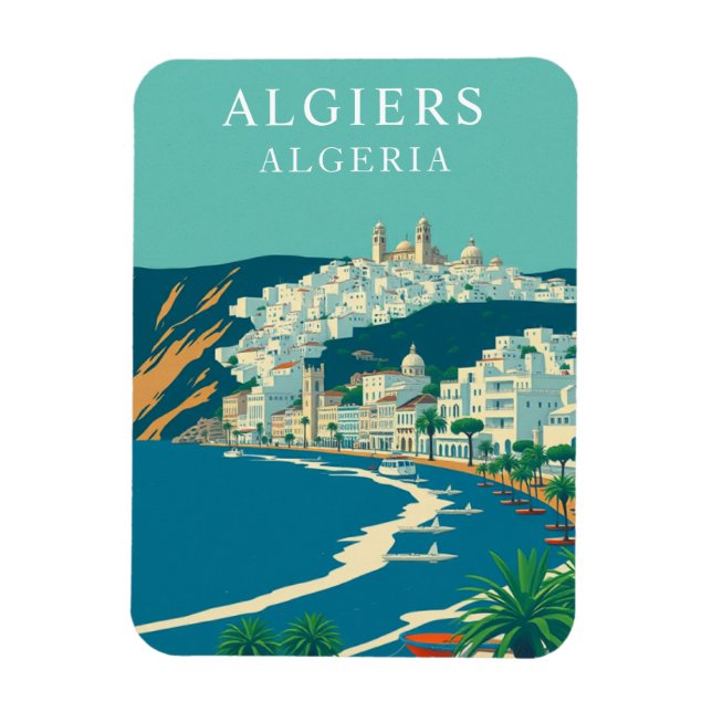 Vintage Algiers Algeriet Travel Souvenir Magnet (Vertikal)