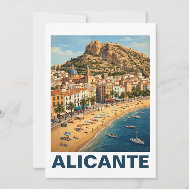 Vintage Alicante Spanien Semester Resa Inbjudningar (Framsida)