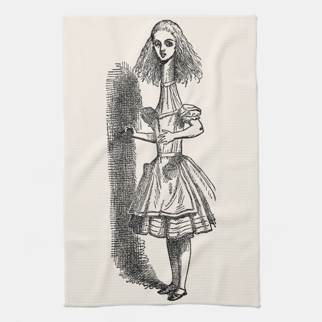 Vintage Alice Äventyr i Wonderland av Tenniel Kökshandduk (Vertikal)