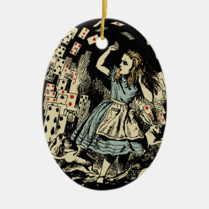 Vintage Alice Flygande Kort Mörk Julgransprydnad Keramik
