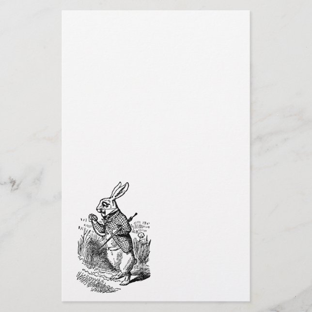 Vintage Alice i underland vitkaninklockan Brevpapper (Framsida)