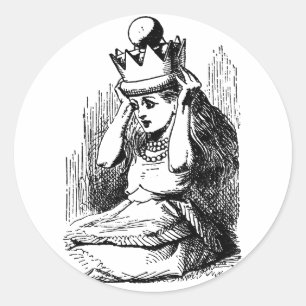Vintage Alice i Underlandet, Alice med drottningen Runt Klistermärke