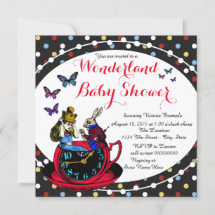 Vintage Alice i Underlandet Baby Shower Inbjudningar