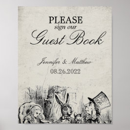 Vintage Alice i Underlandet Bröllopsgästbok Poster
