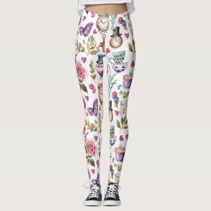 Vintage Alice i Underlandet Collage Decoupage Leggings