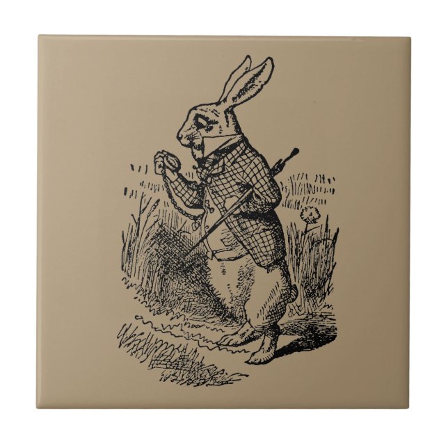 Vintage Alice i Underlandet den Vita Kanin Urverke Kakelplatta (Framsidan)