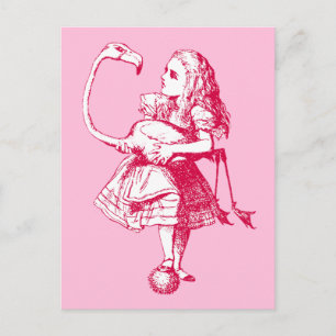 Vintage Alice i Underlandet Flamingo Vykort