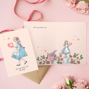 Vintage Alice i underlandet Glad Alla hjärtans dag Helgkort