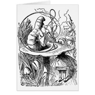 Vintage Alice i Underlandet Hookah Caterpillar Hälsningskort
