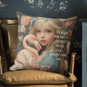 Vintage Alice i Underlandet med Rosa Flamingo Kudde
