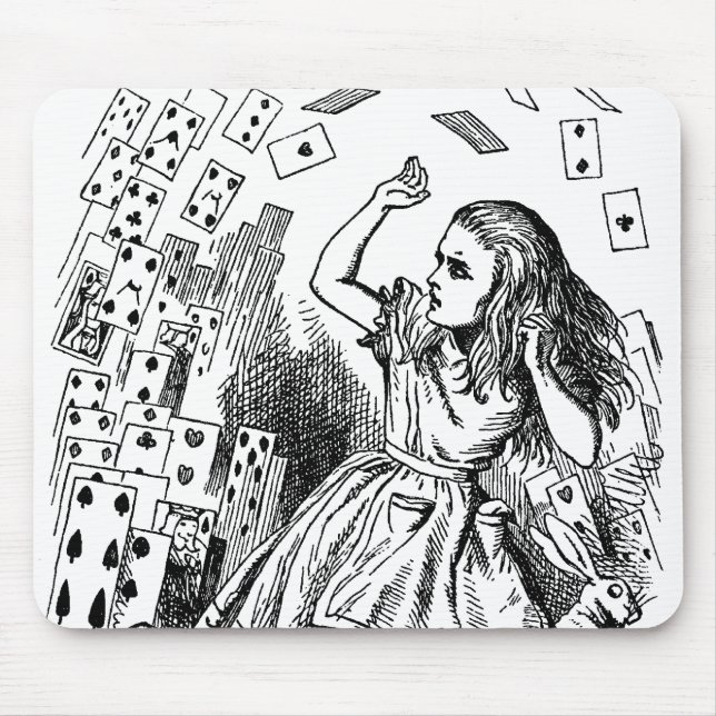 Vintage Alice i Underlandet, spelkort flyger Musmatta (Framsidan)